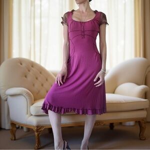 Pretty Purple Lace Summer Midi Dress